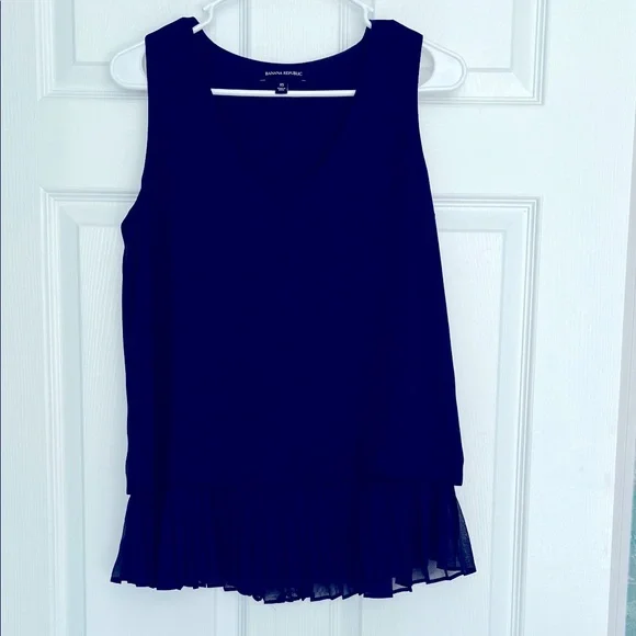 3/$25 Banana Republic Navy Tank Top with Ruffled Hem - Picture 1 of 6